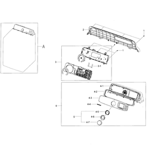 Control Panel Diagram and Parts List for DV50F9A8EVW A2-0001 Samsung Dryer