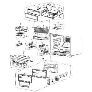 Freezer Diagram and Parts List for RF197ACBP XAA-0000 Samsung Refrigerator