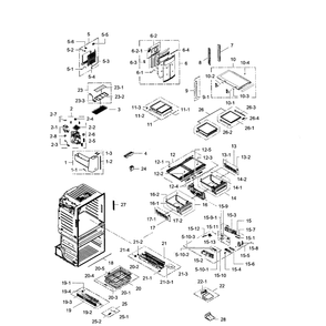 Fridge Diagram and Parts List for RF28JBEDBSG AA-01 Samsung Refrigerator