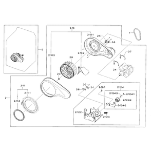 Motor Duct Diagram and Parts List for DV56H9000EW A2-0000 Samsung Dryer