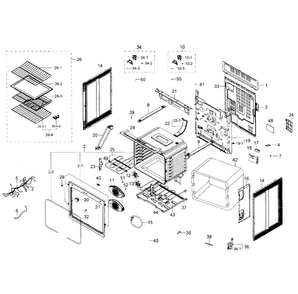 Main Section Diagram and Parts List for NE59J7850WS AA-0003 Samsung Range