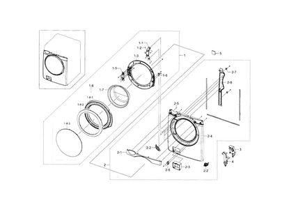 Frame Front & Door Diagram and Parts List for WF448AAP XAA-0005 Samsung Washer