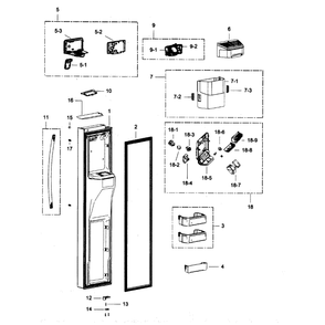 Left Door Diagram and Parts List for RSG307AAWP XAA-00 Samsung Refrigerator