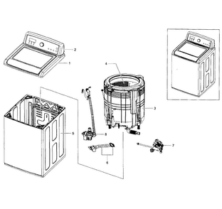 Main Assy Diagram and Parts List for WA5451ANW XAA-0001 Samsung Washer