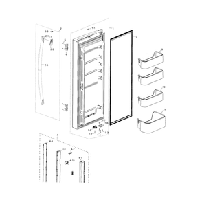 Fridge Door L Diagram and Parts List for RF18HFENBWW AA-0000 Samsung Refrigerator