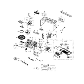 Main Assembly Diagram and Parts List for ME18H704SFB AA-01 Samsung Microwave Oven Combo