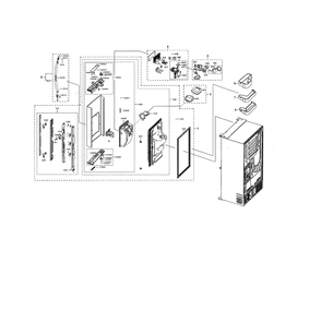 Left Fridge Door Diagram and Parts List for RF28NHEDBSG AA-00 Samsung Refrigerator