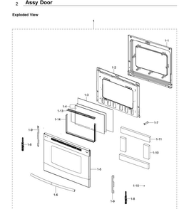 Door Diagram and Parts List for NE59J3420SS AA-0006 Samsung Range