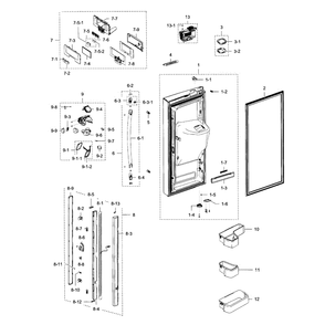 Fridge Door L Diagram and Parts List for RFG237AARS XAA-04 Samsung Refrigerator