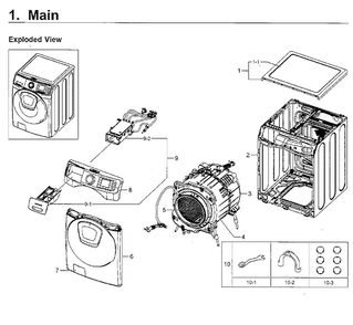 Main Asy Diagram and Parts List for WF50K7500AV A2-0000 Samsung Washer