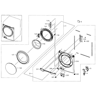 Front Section Diagram and Parts List for WF520ABP XAA-0007 Samsung Washer