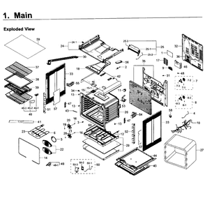 Main Assembly Diagram and Parts List for NE58K9850WS AA-0000 Samsung Range
