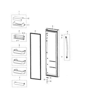 Right Door Diagram and Parts List for RSG309AARS XAA-0001 Samsung Refrigerator
