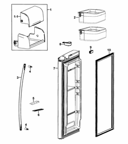 Refrigerator Door-r Diagram and Parts List for RF267AERS XAA-0001 Samsung Refrigerator
