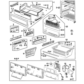 Freezer Diagram and Parts List for RF267AERS XAA-0001 Samsung Refrigerator