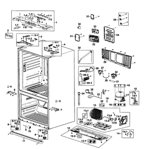 Cabinet Assembly Diagram and Parts List for RF266ACWP XAA-00 Samsung Refrigerator