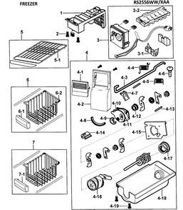 Control Panel Diagram and Parts List for RS2556WW XAA-0000 Samsung Refrigerator