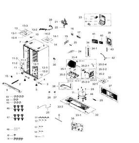 Cabinet Diagram and Parts List for RS265TDRS XAA-IN01 Samsung Refrigerator