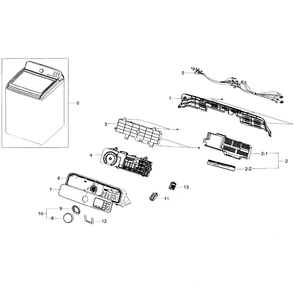 Control Panel Diagram and Parts List for WA48J7700AW A2-02 Samsung Washer