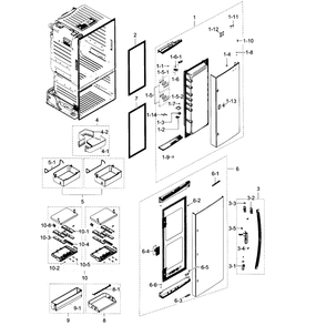 Fridge Door Diagram and Parts List for RF28HDEDBSR AA-10 Samsung Refrigerator