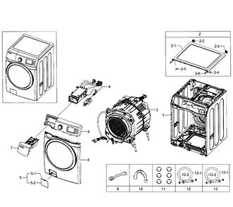 Main Section Diagram and Parts List for WF520ABW XAA-0003 Samsung Washer