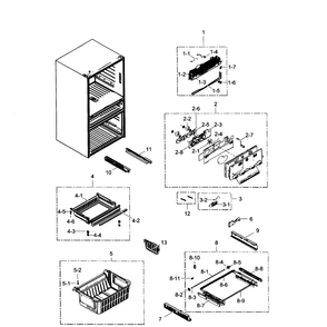 Freezer Diagram and Parts List for RF24FSEDBSR AA-0002 Samsung Refrigerator