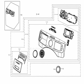Assembly Panel Control Parts Diagram and Parts List for WF45K6500AV (A2)(0051) Samsung Washer