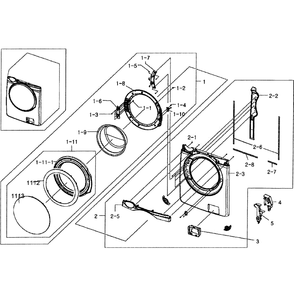 Front / Door Assembly Diagram and Parts List for WF331ANR XAA-04 Samsung Washer