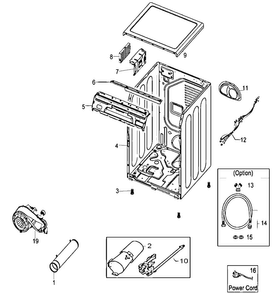 Cabinet Diagram and Parts List for DV410AGR XAA Samsung Dryer