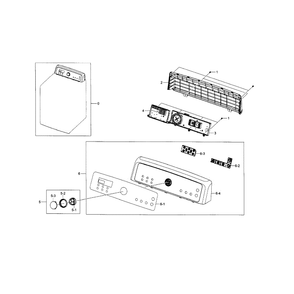 Control Panel Diagram and Parts List for DV5471AEW XAA-03 Samsung Dryer
