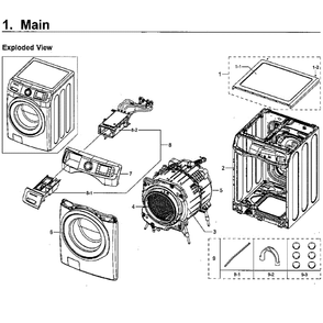 Main Assembly Diagram and Parts List for WF45M5100AW A5-00 Samsung Washer