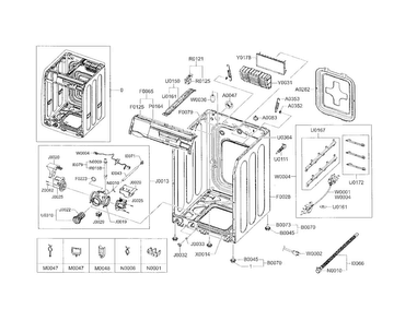 Frame And Cover Diagram and Parts List for WF438AAR XAA Samsung Washer