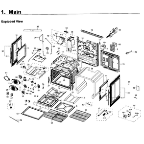 Main Assembly Diagram and Parts List for NX58K9850SG AA-0000 Samsung Range