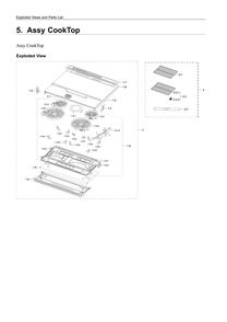 Cooktop Assembly Diagram and Parts List for NE63T8311SS AA-03 Samsung Range