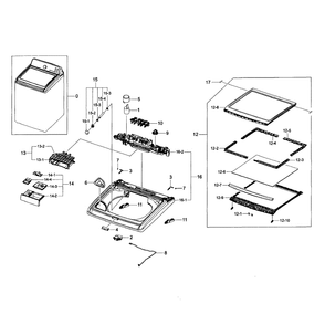 Top Cover Assembly Diagram and Parts List for WA422PRHDWR AA-01 Samsung Washer