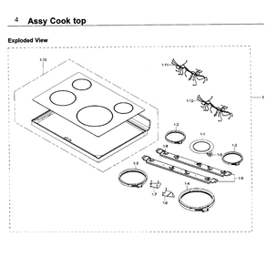 Cooktop Diagram and Parts List for NE59K3310SB AA-0000 Samsung Range