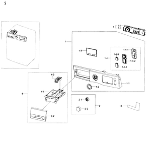 Control Panel And Drawer Diagram and Parts List for WW22K6800AW A2-0000 Samsung Washer