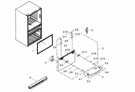 Freezer Door Diagram and Parts List for RF31FMESBSR AA-0003 Samsung Refrigerator