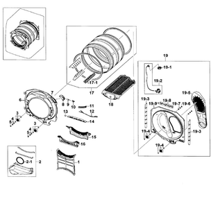 Drum Assy Diagram and Parts List for DV520AGP XAA-0004 Samsung Dryer