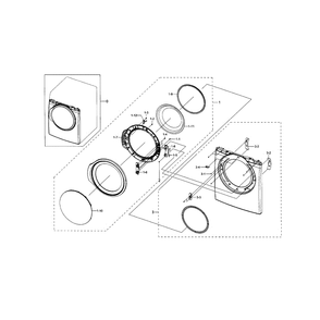 Frame Front And Door Diagram and Parts List for DV331AEW XAA-02 Samsung Dryer