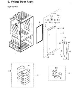 Fridge Right Door Diagram and Parts List for RF28HFEDBWW AA-10 Samsung Refrigerator