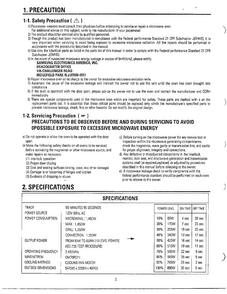 Precautions/specifications Diagram and Parts List for MC6566W XAA Samsung Microwave