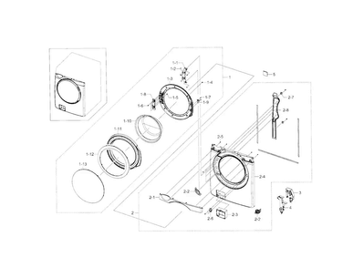 Frame Front & Door Diagram and Parts List for WF448AAE XAA-0000 Samsung Washer