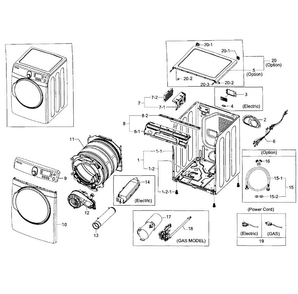 Part Location Diagram of DC90-06824A Samsung Drum