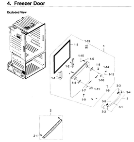 Freezer Door Diagram and Parts List for RF28HDEDPBC AA-0007 Samsung Refrigerator