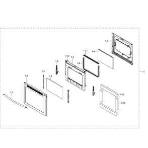 Door Diagram and Parts List for NE59J7630SS AA-0002 Samsung Range