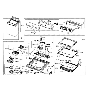 Top Cover Assembly Diagram and Parts List for WA484DSHAWR A1-01 Samsung Washer
