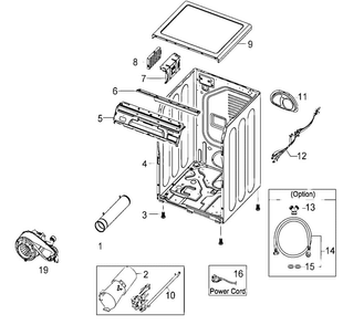 Cabinet Diagram and Parts List for DV410AGW XAA Samsung Dryer