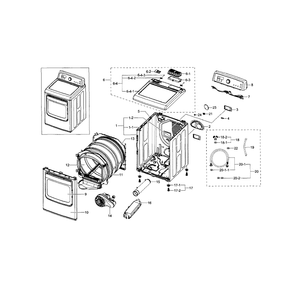 Main Assembly Diagram and Parts List for DV5471AEW XAA-0004 Samsung Dryer
