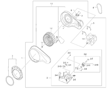 Motor Assy Diagram and Parts List for 40289032010  Kenmore Dryer